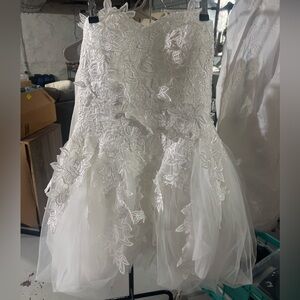 White Lace Strapless Dress